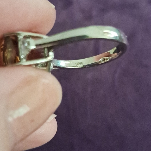 Citrine Hexagon Shape Ring In Platinum Over 925 Sterling Silver - Picture 6 of 6